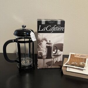 VTG La Cafetière 8 Cup French Press The Original Black Enamel Finish